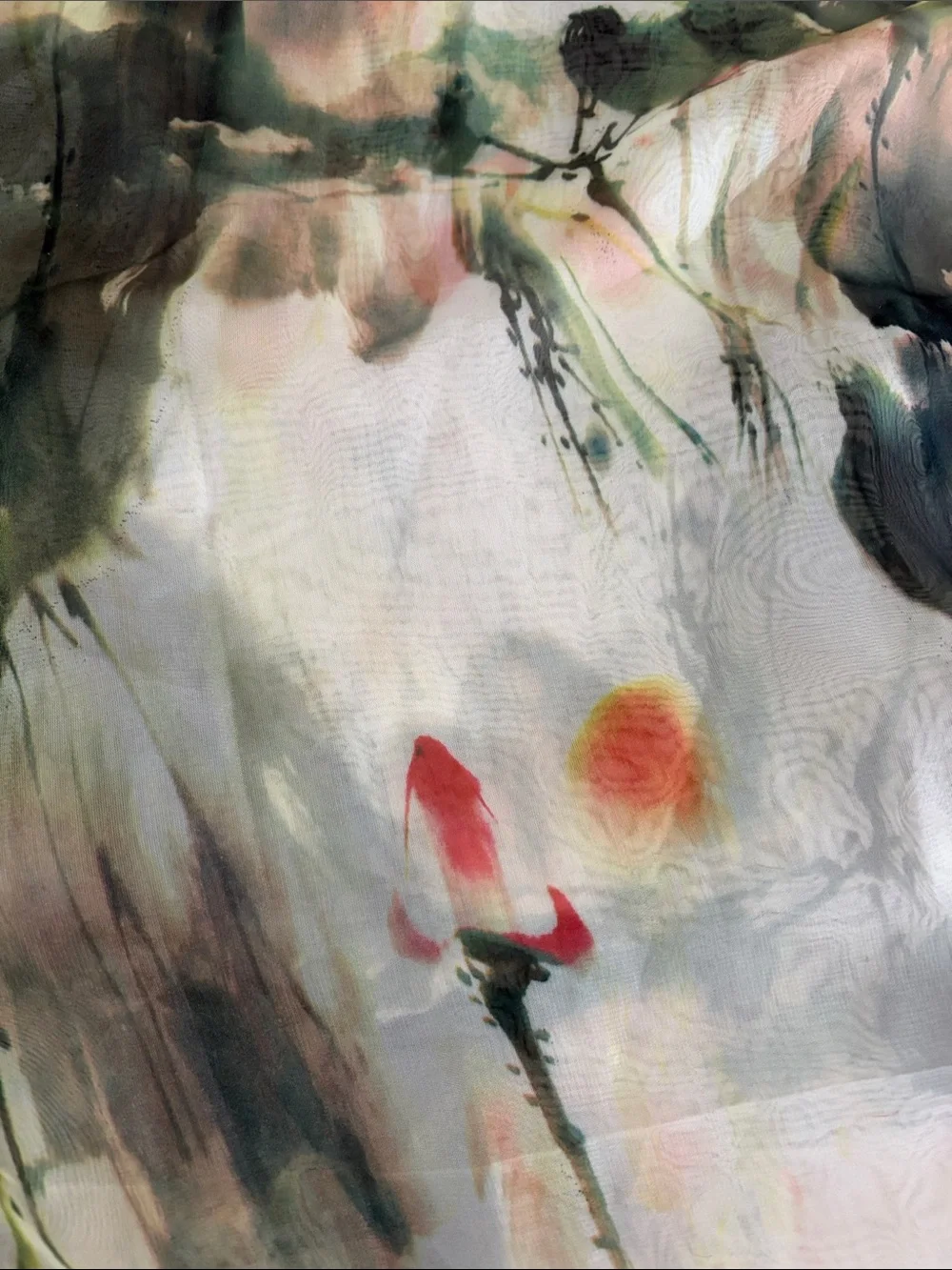 Silk Floral Sheer Scarf - Multicolor